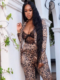 Casual Leopard Long Sleeve Women Coat