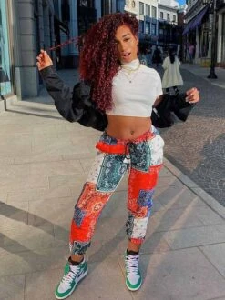 Casual Paisley Printed Colorful Pencil Women Long Pant