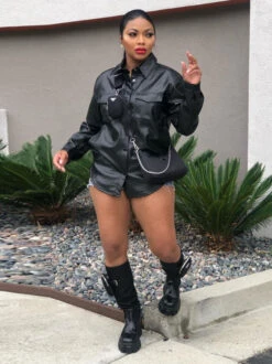 Cool Faux Leather Black Blouse Coat For Women -V For Vendetta Shop P 20210909135313613 437