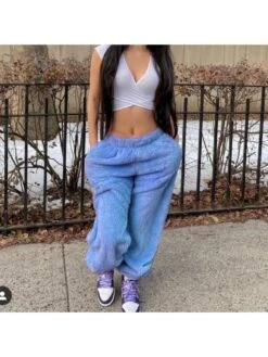 Casual Pure Color Plush Women's Long Pants