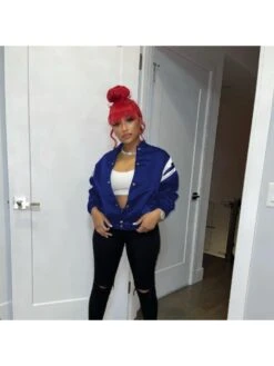 Casual Printing Women's Long Sleeve Baseball Jacket