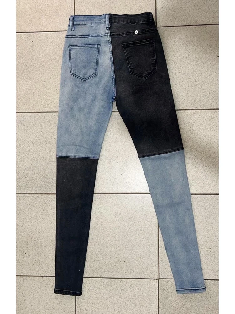 Contrast Color Black Pencil Jeans For Women 5 Contrast Color Black Pencil Jeans For Women - Image 5