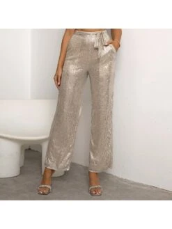 2023 Casual Champagne Sequins Loose Women's Pants