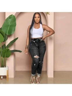 Fashion Street Skinny Ripped Denim Jeans Women