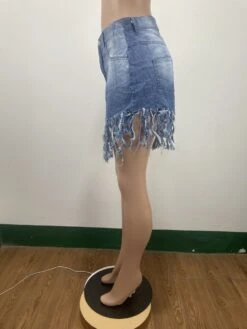 Blue Tassels Denim Skirt For Women -V For Vendetta Shop P 20230526194325660 202