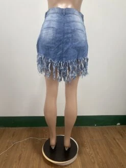 Blue Tassels Denim Skirt For Women -V For Vendetta Shop P 20230526194328293 193