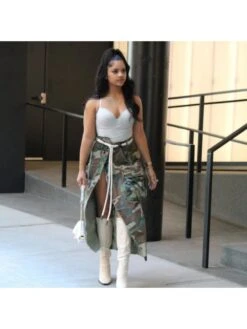 Camouflage Tassels Split Hem Long Skirt -V For Vendetta Shop P 20230720210612295 505