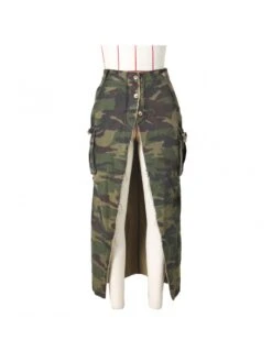 Camouflage Tassels Split Hem Long Skirt -V For Vendetta Shop P 20230720210619224 998