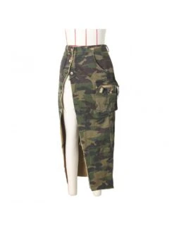 Camouflage Tassels Split Hem Long Skirt -V For Vendetta Shop P 20230720210621700 683