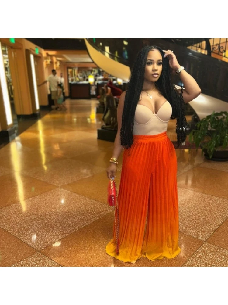 Fashion Gradient Color Pleated Loose Pants 2 Fashion Gradient Color Pleated Loose Pants - Image 2