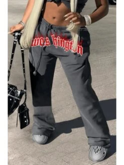 Solid Color Printed Sports And Leisure Pants