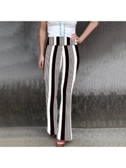 Casual Print High Waist Flared Pants