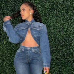 Solid Color Long Sleeve Cropped Jackets