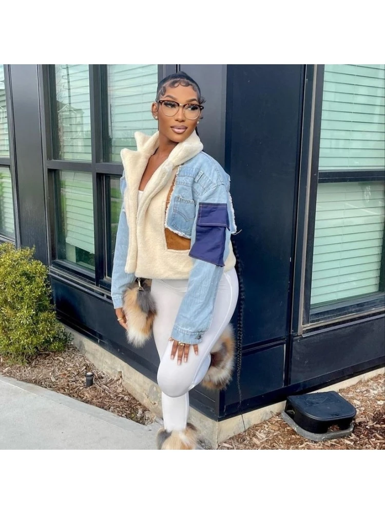 Colorblock Lambswool Denim Patchwork Jacket 2 Colorblock Lambswool Denim Patchwork Jacket - Image 2