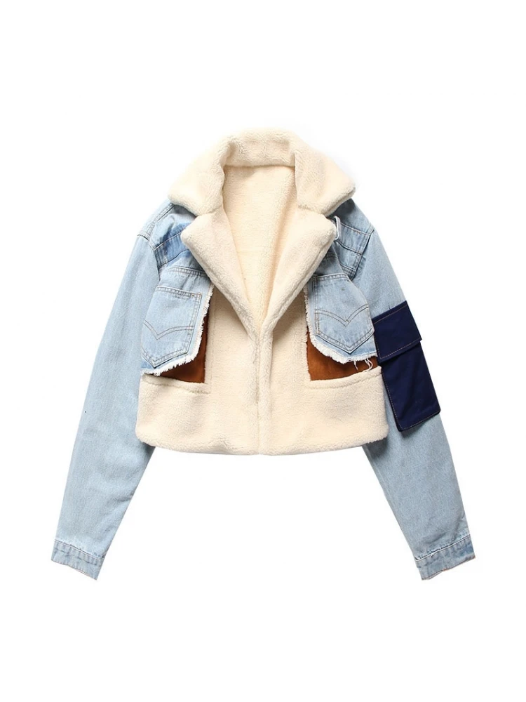 Colorblock Lambswool Denim Patchwork Jacket 7 Colorblock Lambswool Denim Patchwork Jacket - Image 7