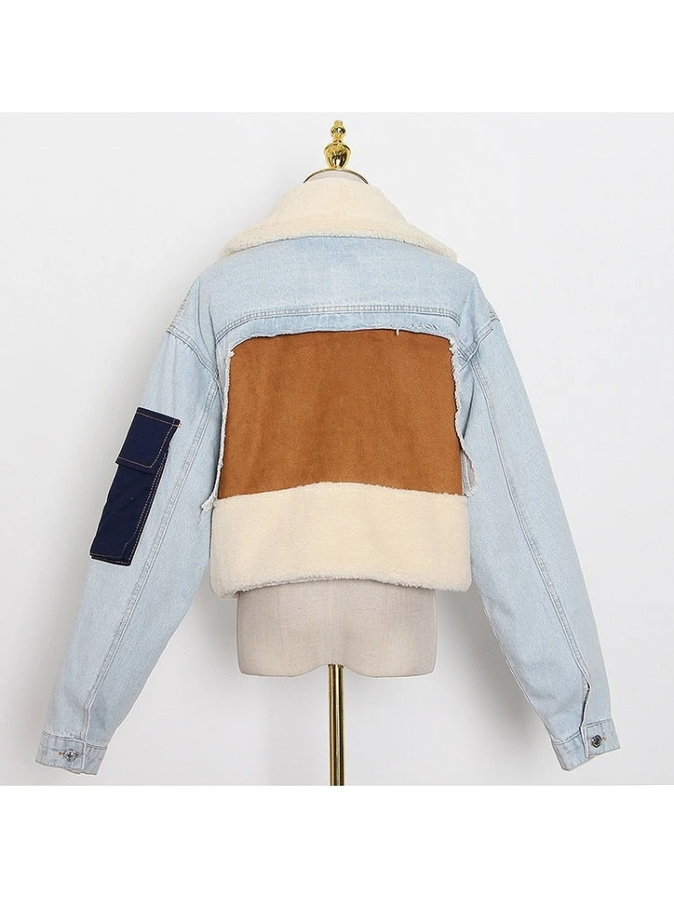 Colorblock Lambswool Denim Patchwork Jacket 11 Colorblock Lambswool Denim Patchwork Jacket - Image 11