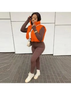 Drawstring Sleeveless Cropped Padded Vest -V For Vendetta Shop P 20231013165714224 978