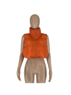 Drawstring Sleeveless Cropped Padded Vest -V For Vendetta Shop P 20231013165723088 644