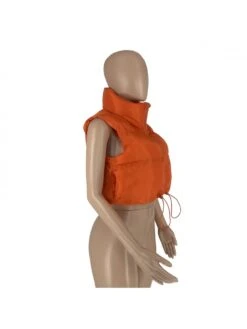 Drawstring Sleeveless Cropped Padded Vest -V For Vendetta Shop P 20231013165726020 112