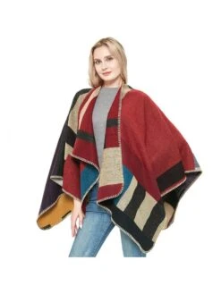 Tie Dye Colorblock Shawl & Cape