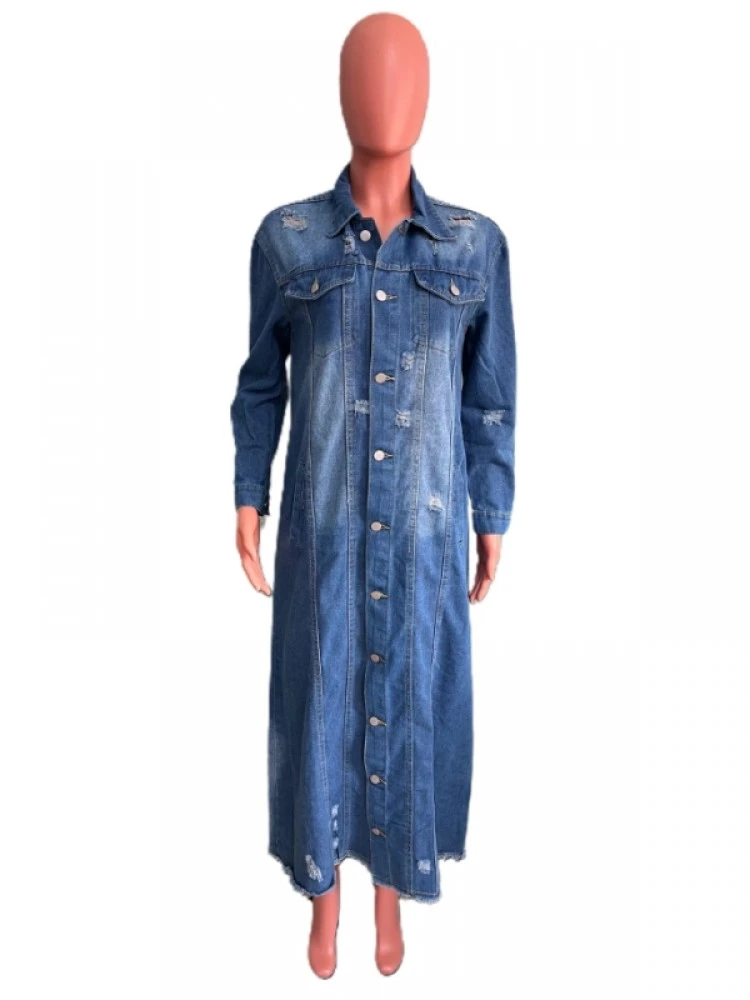 Distressed Gradient Color Patchwork Denim Coat 5 Distressed Gradient Color Patchwork Denim Coat - Image 5