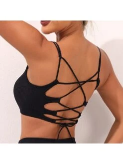 Solid Color Spaghetti Straps Drawstring Yoga Tanks