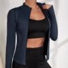 Solid Color Long Sleeve Zipper Yoga Coat