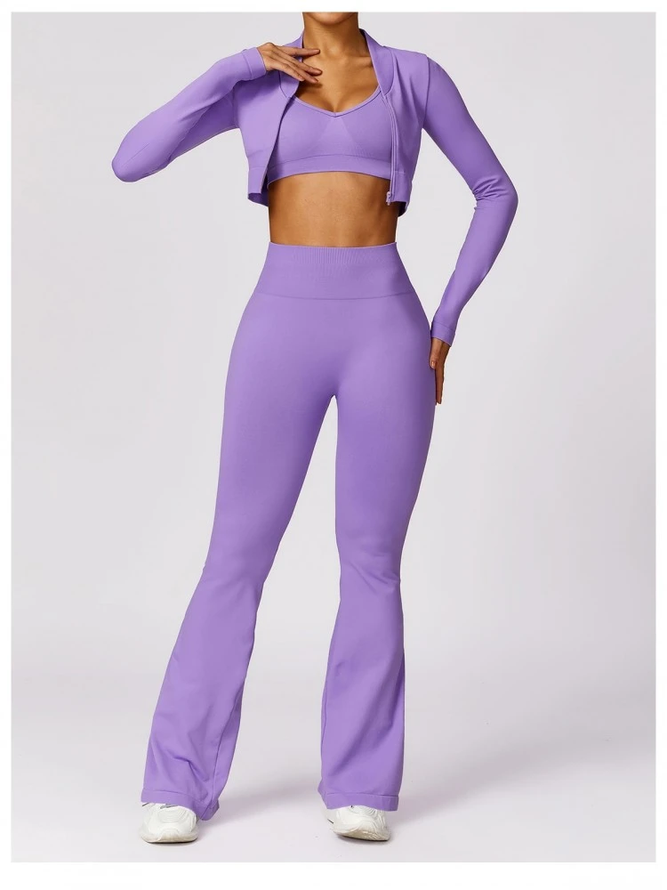 Solid Color Long Sleeve Zipper Yoga Top 7 Solid Color Long Sleeve Zipper Yoga Top - Image 7