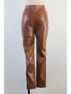 Solid Color PU High Rise Pants -V For Vendetta Shop P 20231227142403168 452
