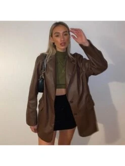 Solid Leather Lapel Neck Buckle Blazers -V For Vendetta Shop P 20240111103532348 924