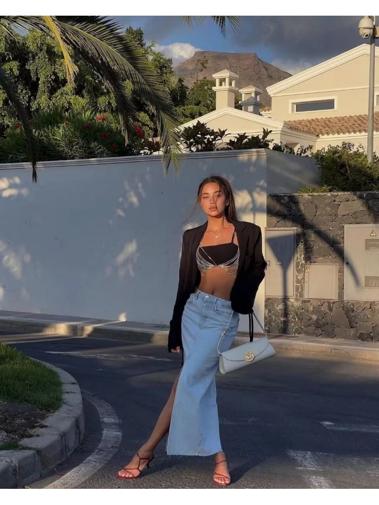 Patchwork Denim High Rise Skirts 1 Patchwork Denim High Rise Skirts