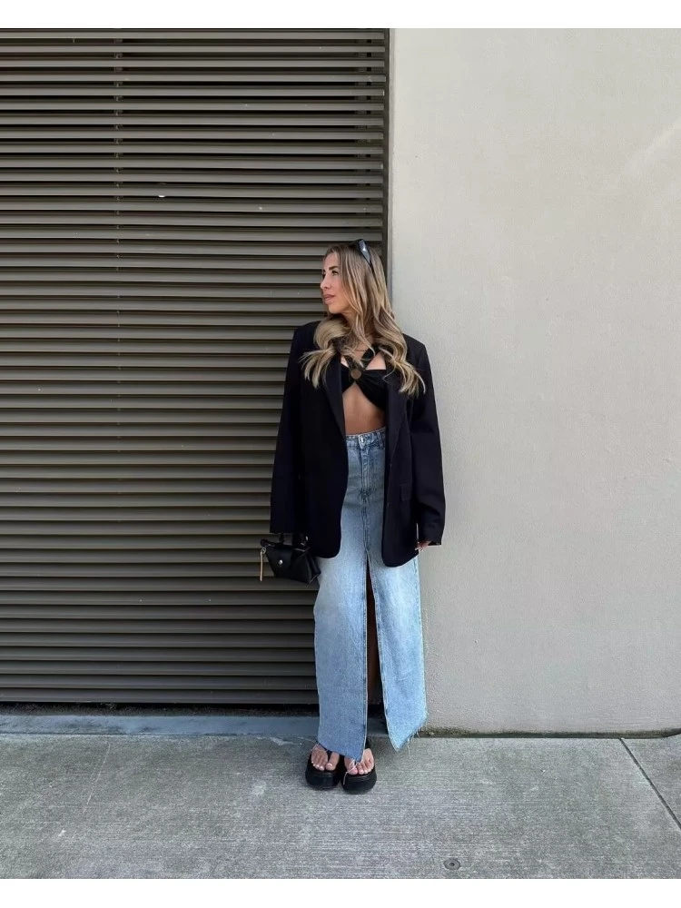 Patchwork Denim High Rise Skirts 2 Patchwork Denim High Rise Skirts - Image 2