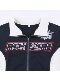 Letter Pattern Long Sleeve Cropped Zipper Jackets 15 Letter Pattern Long Sleeve Cropped Zipper Jackets -V For Vendetta Shop P 20240123130254119 731