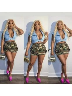 Camouflage High Rise Cargo Skirts