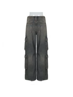 Denim Lace Up Multi Pocket Cargo Jeans -V For Vendetta Shop P 20240416140532592 956