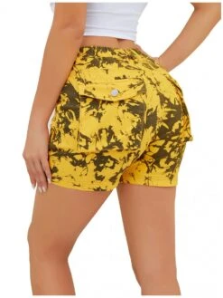 Colorblock Denim Mid-rise Shorts -V For Vendetta Shop P 20240510154003592 786