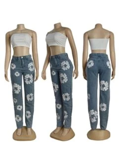 Solid Color Denim Fitted Jeans -V For Vendetta Shop P 20240516152512877 850