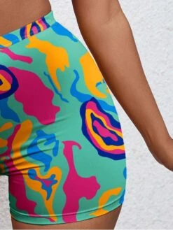 Colorblock Ripple Elastic Waist Shorts -V For Vendetta Shop P 20240520171512153 729