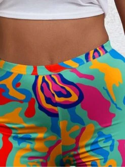 Colorblock Ripple Elastic Waist Shorts -V For Vendetta Shop P 20240520171512657 582