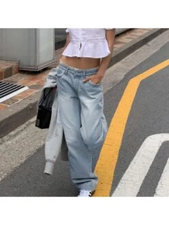 Lace Panel Lace Low Rise Jeans -V For Vendetta Shop P 20240529154004139 492