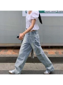 Lace Panel Lace Low Rise Jeans -V For Vendetta Shop P 20240529154005975 679