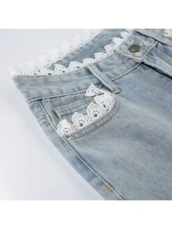 Lace Panel Lace Low Rise Jeans -V For Vendetta Shop P 20240529154008986 556