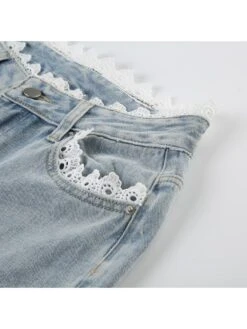 Lace Panel Lace Low Rise Jeans -V For Vendetta Shop P 20240529154009661 871