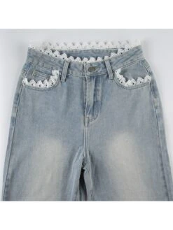 Lace Panel Lace Low Rise Jeans -V For Vendetta Shop P 20240529154010257 341
