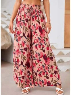 Colorblock High Rise Wide Leg Pants