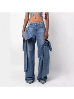Bow Cotton Loose Jeans