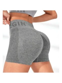 Letter Pattern High Rise Bodycon Short Pants