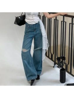 Ripped Wide Leg Baggy Jeans