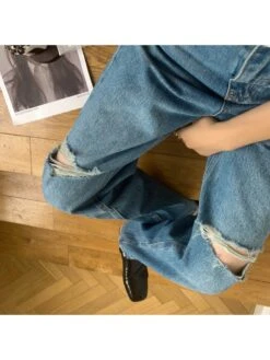 Ripped Wide Leg Baggy Jeans -V For Vendetta Shop P 20240608091603080 504