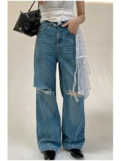 Ripped Wide Leg Baggy Jeans -V For Vendetta Shop P 20240608091605013 337